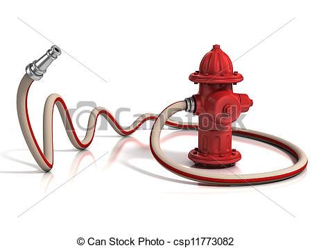 fire hydrant with fire hose 3d illustration