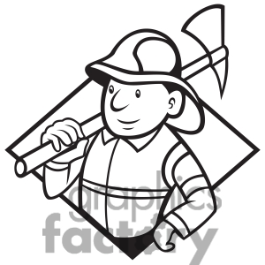 firefighter clipart black and white