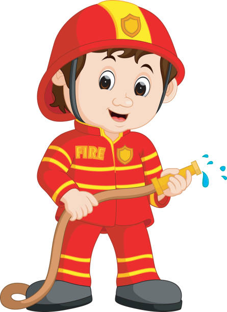 Cute fireman cartoon vector art illustration