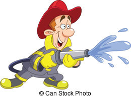 Fireman holding a fire hose