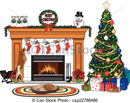 Christmas Fireplace Clipart F