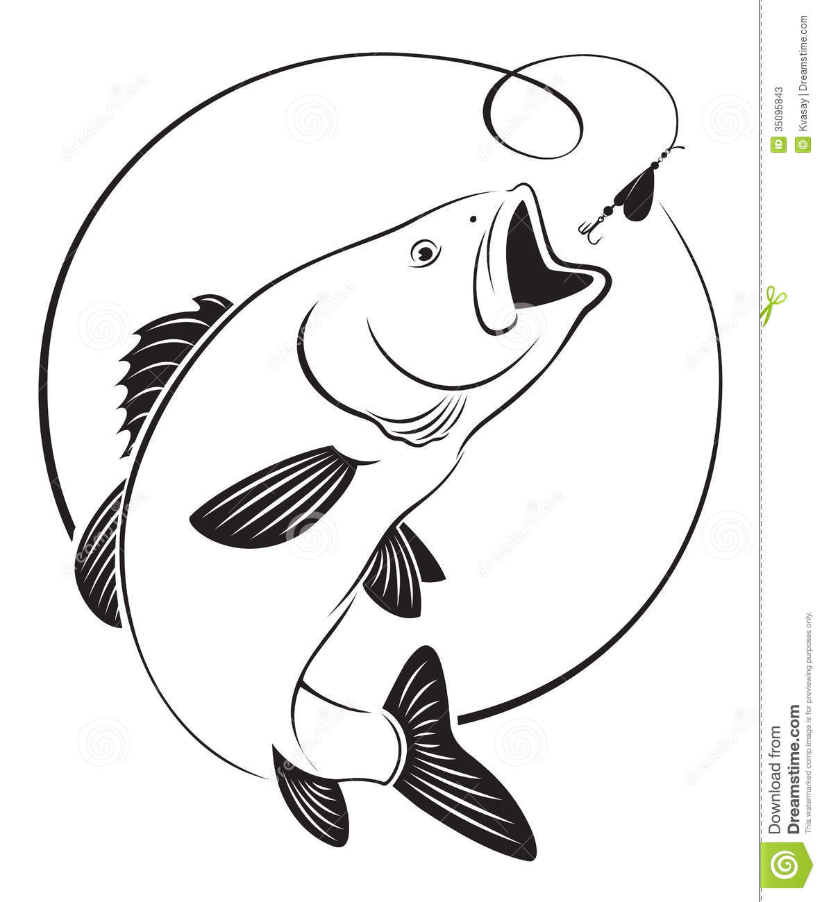 Bass Fish Black And White Cli