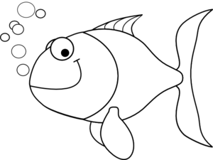Fish black and white cartoon 