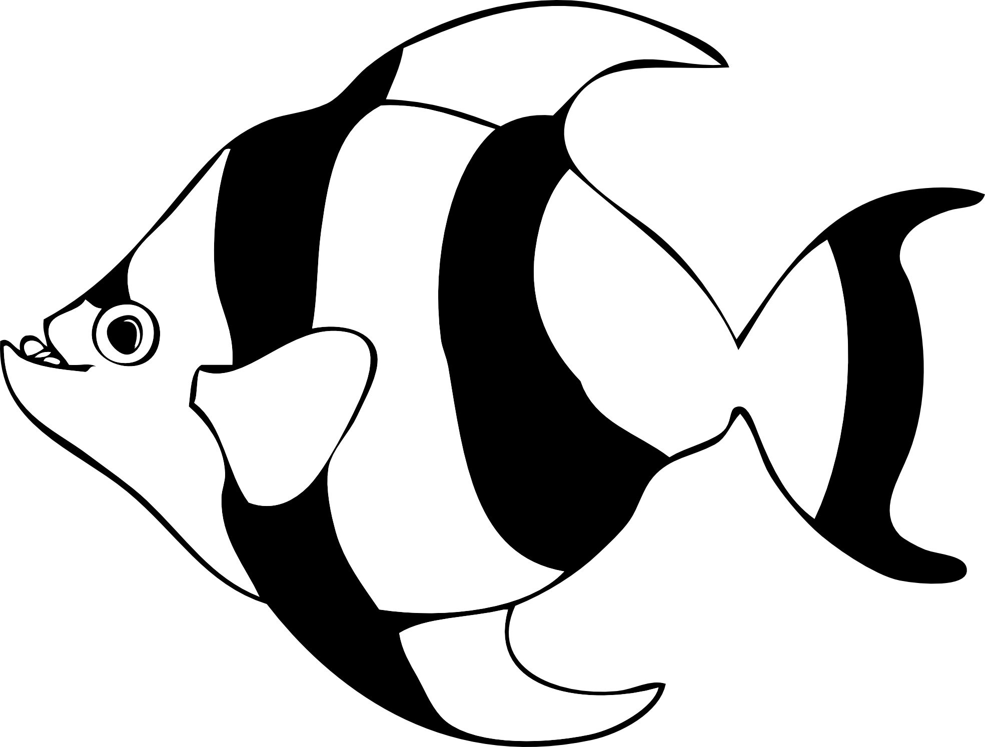 Tropical Fish Black And White - Fish Black And White Clipart
