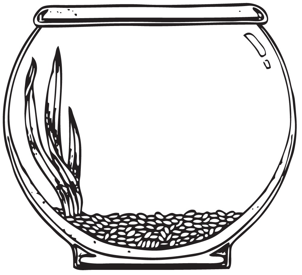 Fish Bowl Coloring Page Fish  - Fish Bowl Clip Art