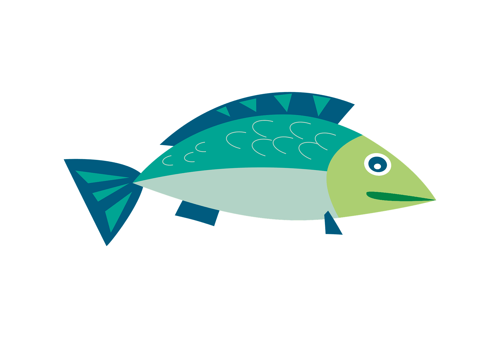 A blue and green illustrated  - Fish Clipart