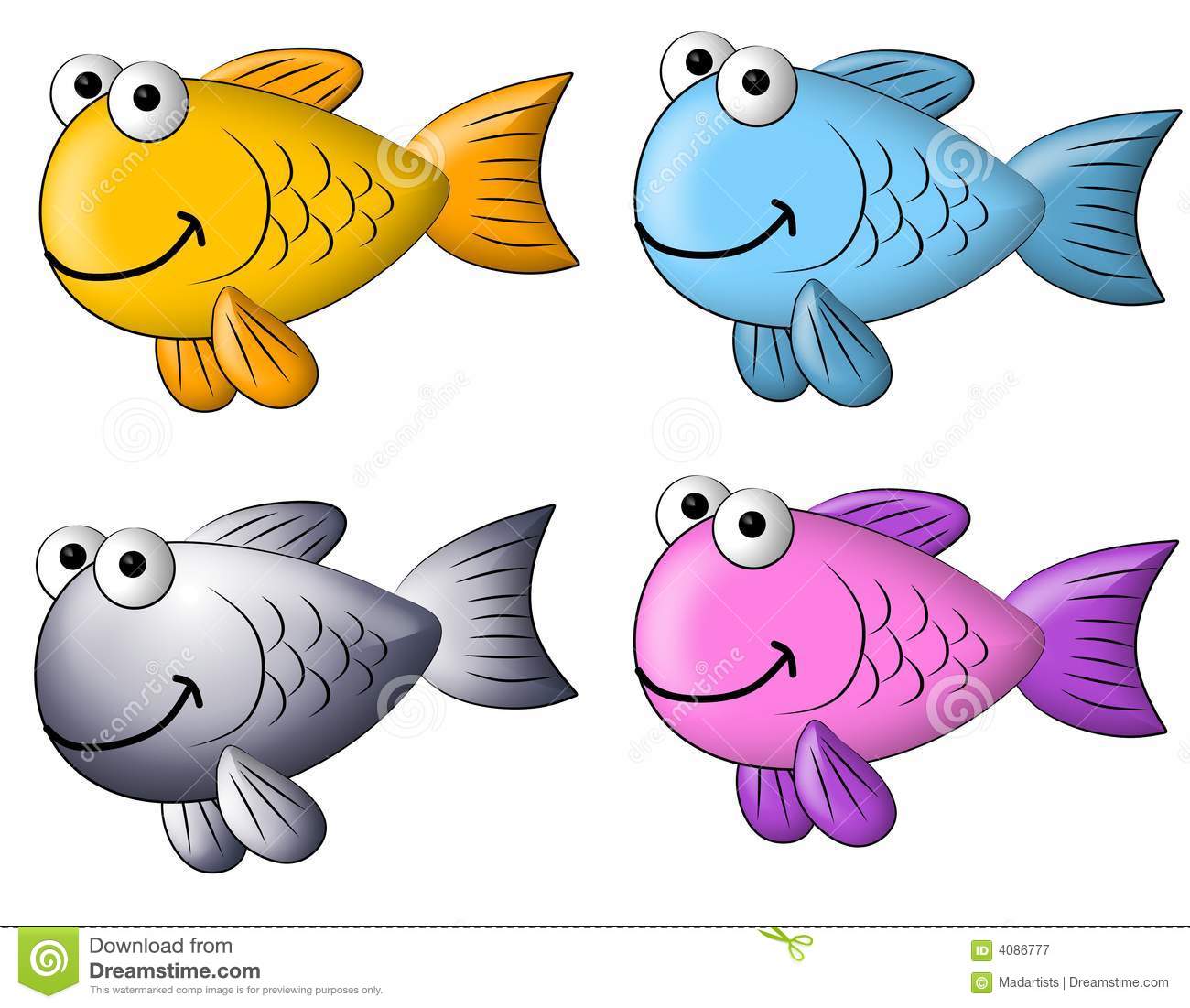 Colourful Cartoon Fish Clip A - Fish Clipart