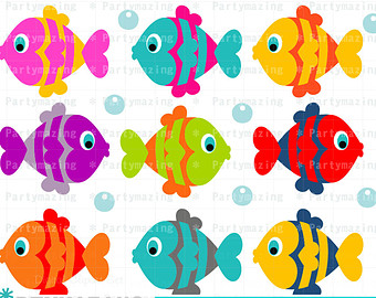 Fish ClipArt Set, Colorful Cute Fish Clipart Set, Under the sea, Instant  download D218