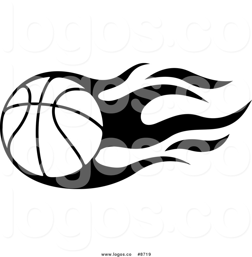 Flaming basketball clipart illustration image