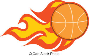 ... Flaming Basketball. Illustration Isolated on white