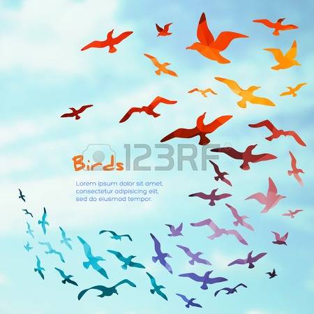 Banners with flying birds silhouettes. vector illustration.