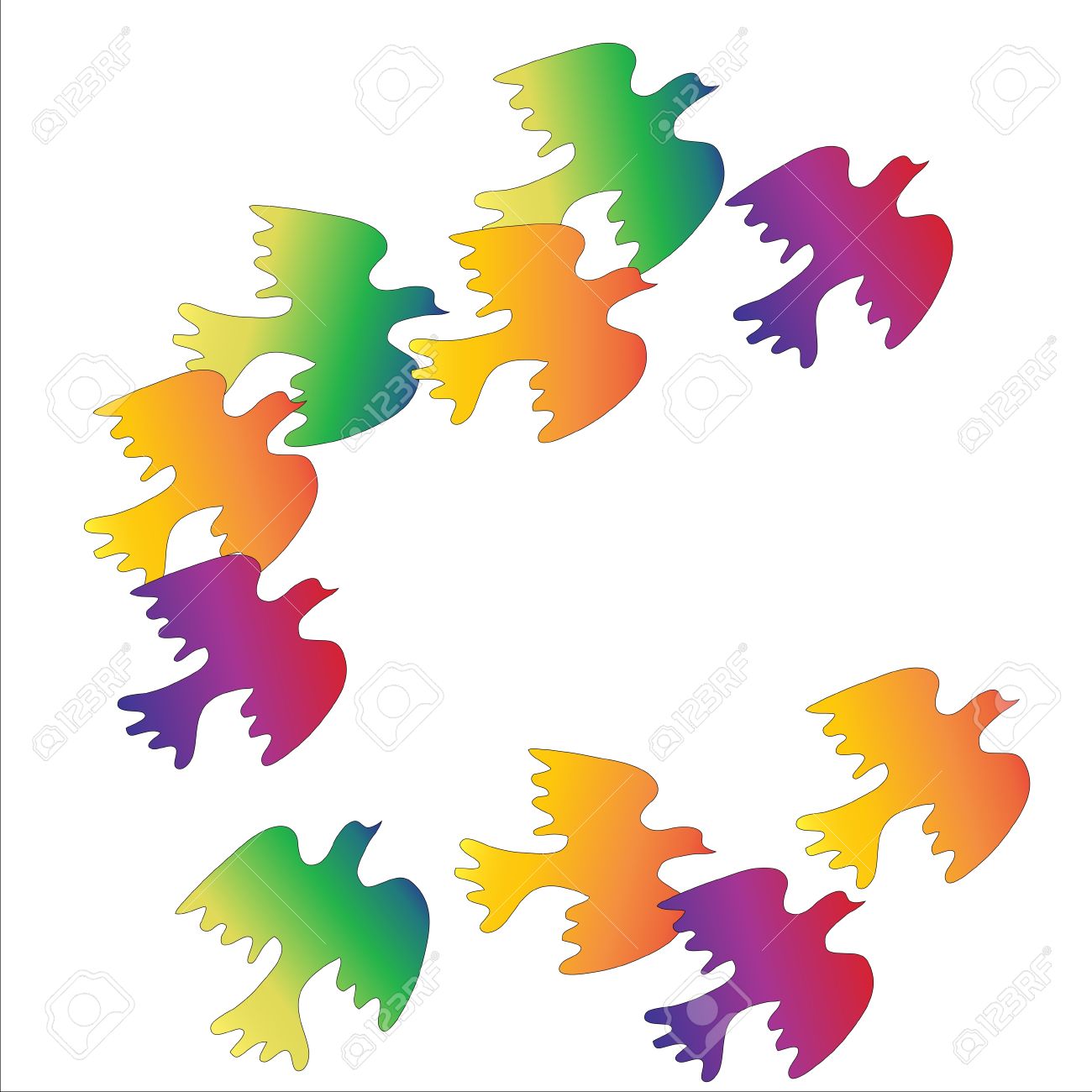 flock of colorful birds on white background Stock Vector - 14752859