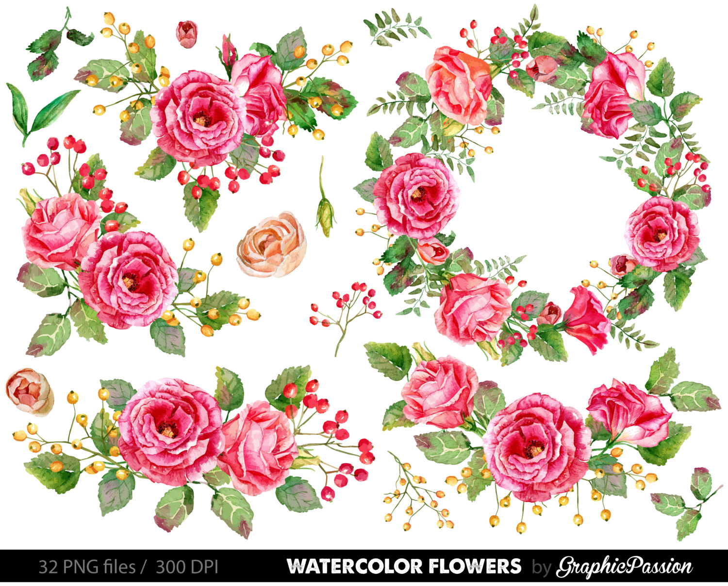 ... Floral Bouquet Clipart, wedding flowers clip. 