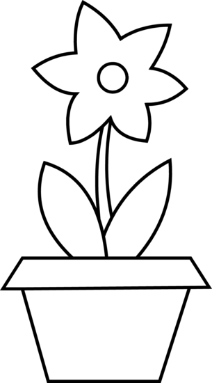flower pot clipart black and white