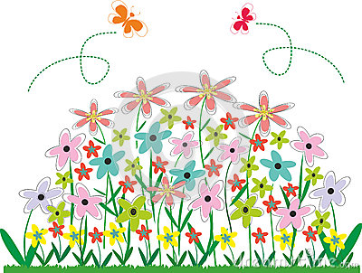 Flower Bed Clipart Abstract V - Flower Garden Clipart