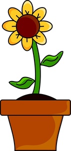 Flower Clipart Image: Sunflower growing in a flower pot