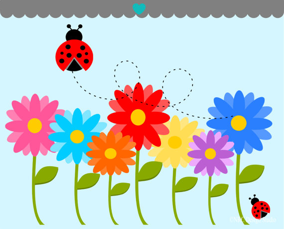 flower GARDEN clip art | Garden Clip Art - Spring Flowers Clip Art - Digital Flowers