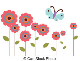 Flower Garden Clipartby jpegwiz0/8; Flower Garden - Flower garden with blue butterfly.