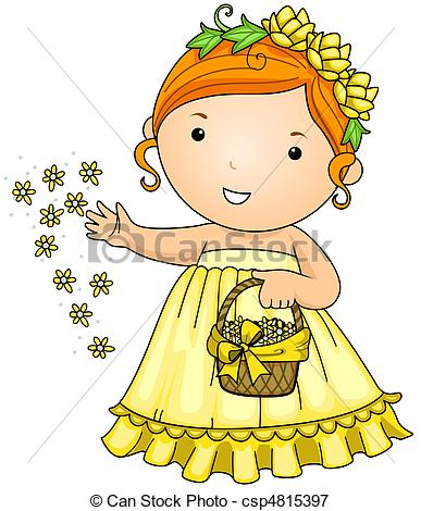 ... Flower Girl - Illustration of a Little Flower Girl.