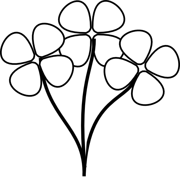 Flower Stem Clipart Black And - White Flower Clipart