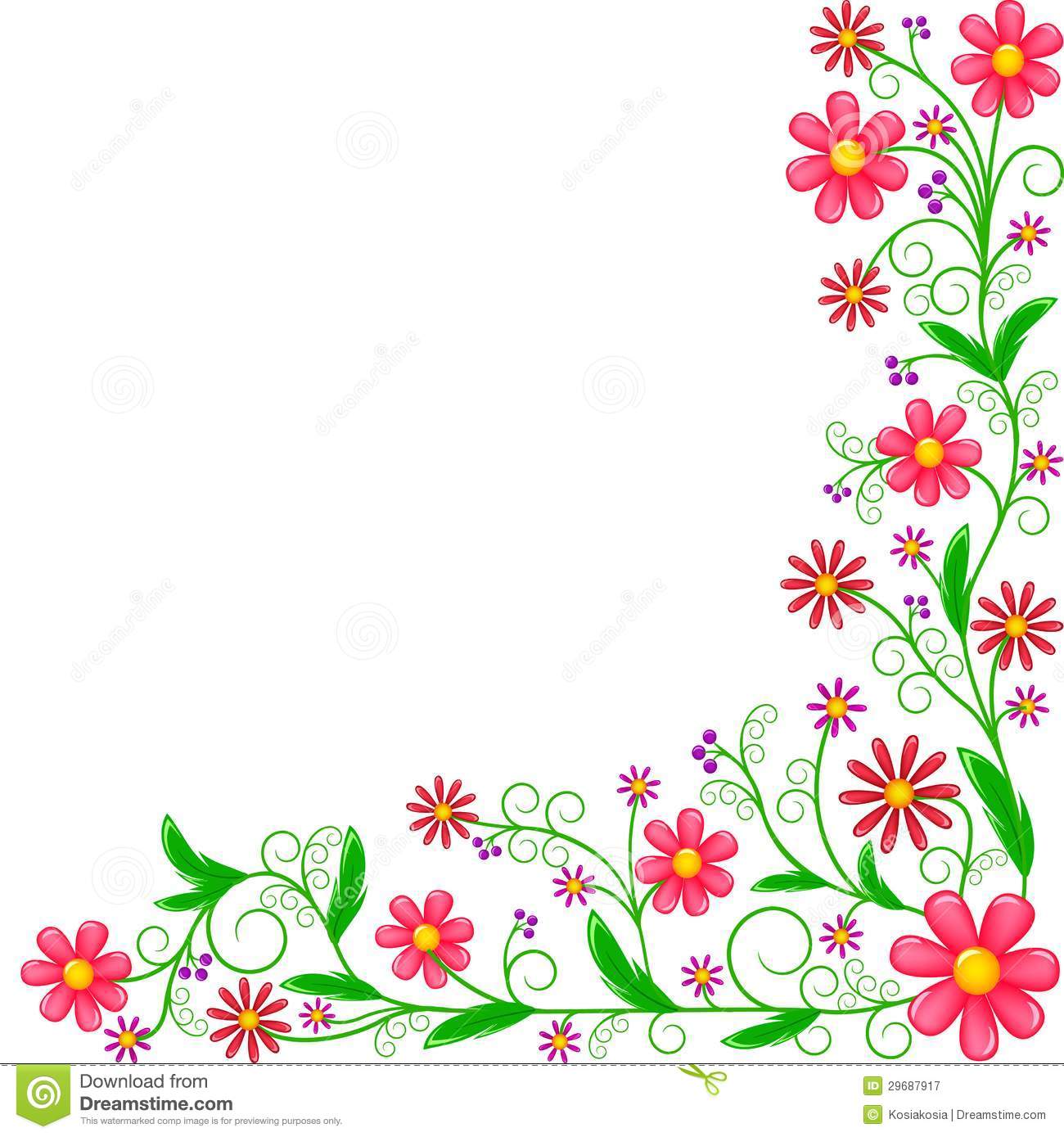 Floral Corner Color Clipart #1