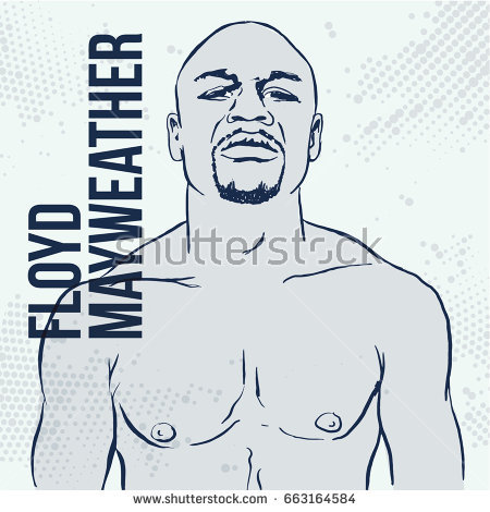 June, 19 2017: Vector illustration of famous boxing fighters Floyd  Mayweather