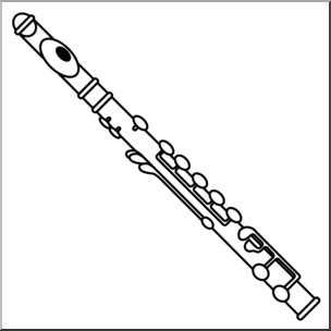 Clip Art: Flute Bu0026W I abc - Flute Clipart