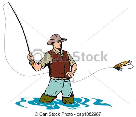 ... Fly fishing - Illustration on fly fishing