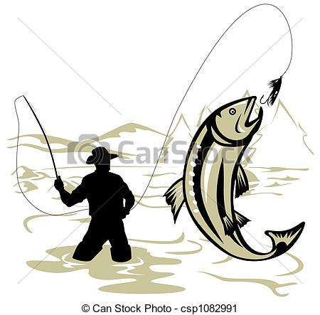 ... Fly fishing - Illustration on fly fishing