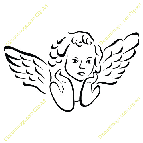 Simple Angel Outline Clipart 