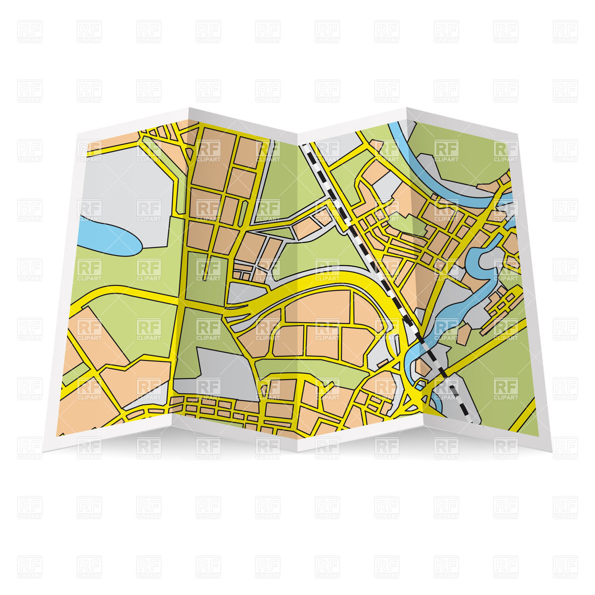 Folded road map clipart - .