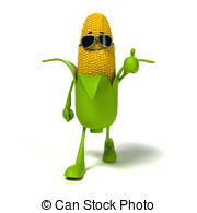 ... Food character - corn cob - 3d rendered illustration of a.