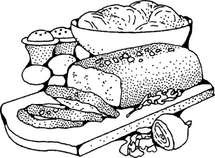 Food Clipart Black And White  - Black And White Food Clipart