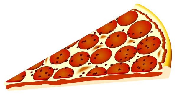 Food Illustration Of A Slice Of Pizza Pointing Left