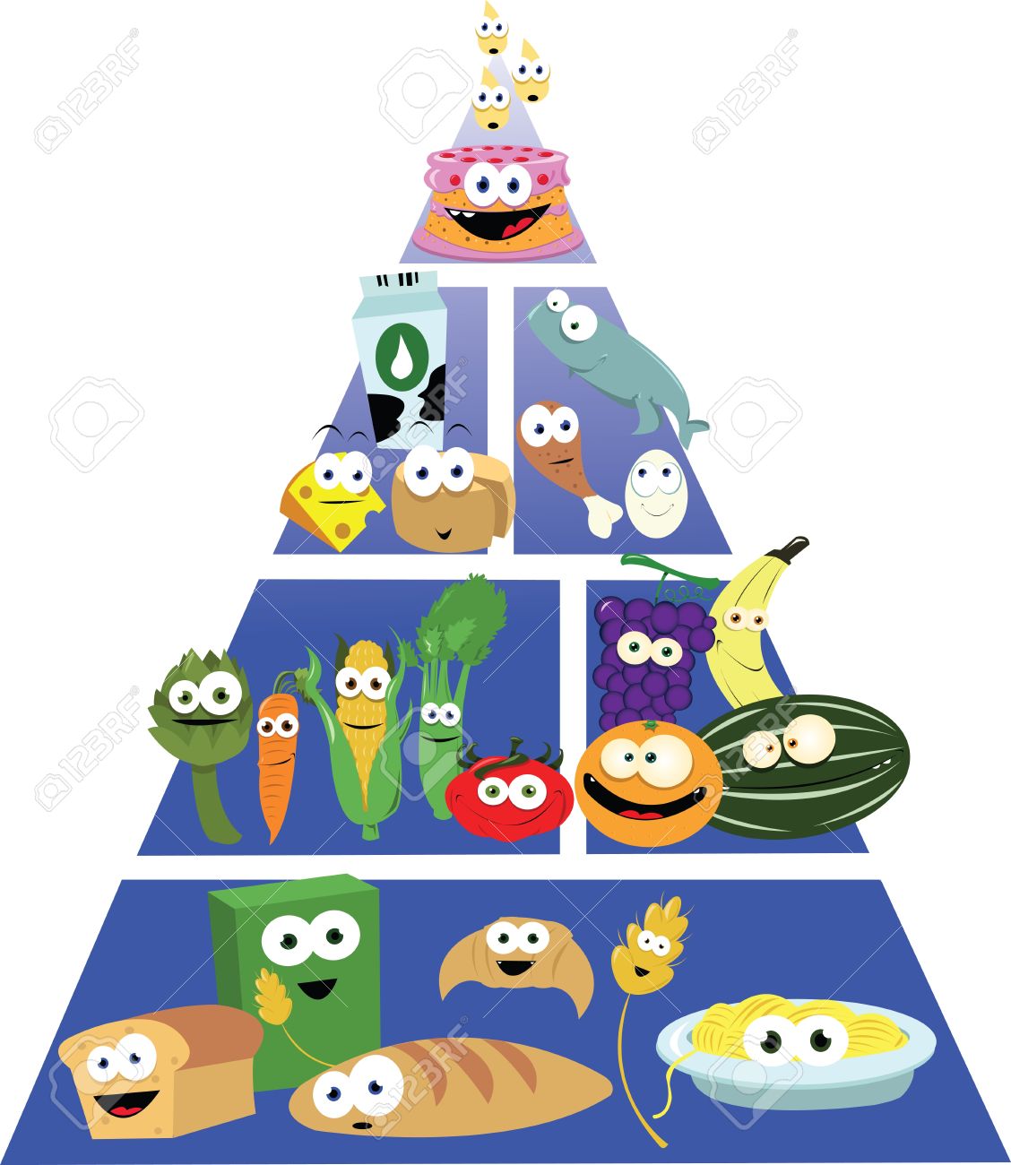 food pyramid: A cartoon representing a funny food pyramid Illustration