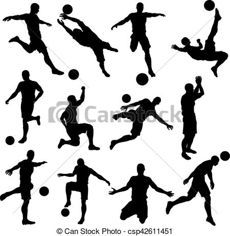 Soccer Footballer Silhouettes - Footballer Clipart