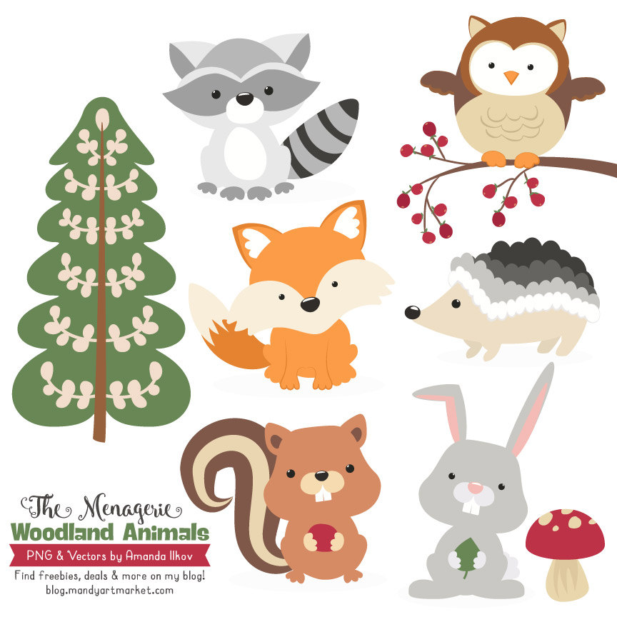 ... Forest Animal Clipart, Woodland. 