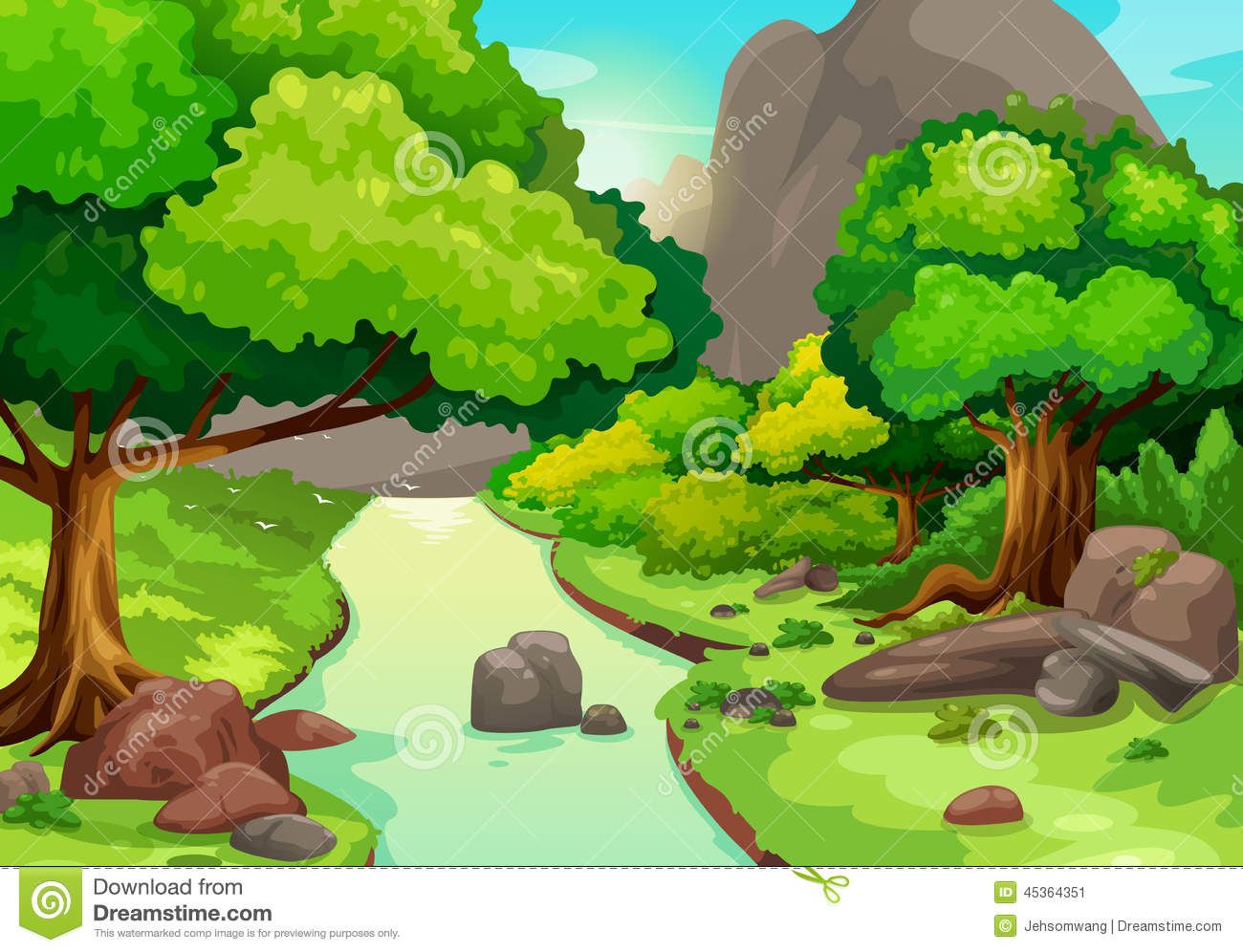 Scene with many trees illustr