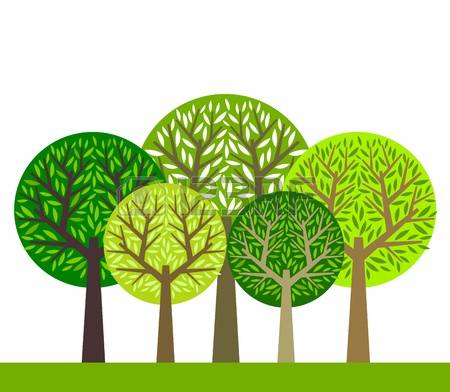 The group of green trees illu - Forest Clipart