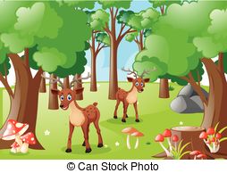 Two deers in the forest - Forest Clipart