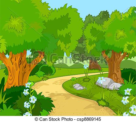 ... Forest Landscape - A Green Forest Landscape with Trees and.