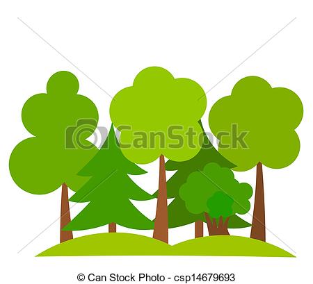 ... Forest - Various trees in forest. Vector illustration