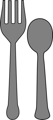 Fork and Spoon Clip Art Image - large gray fork and spoon.