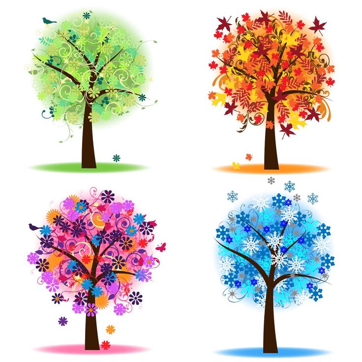 Four Seasons Trees Clipart Clip Art, Spring Summer Winter Fall Autumn Clip Art Clipart - Commercial and Personal | Seasons, Trees and Summer winter