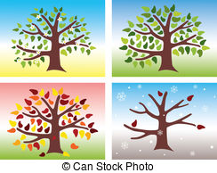 ... Four Seasons - Vector illustration of a tree during the four.