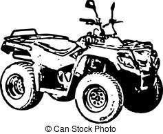 ... Four-wheel motorbike ATV. Vector. - Rough monochrome image -.