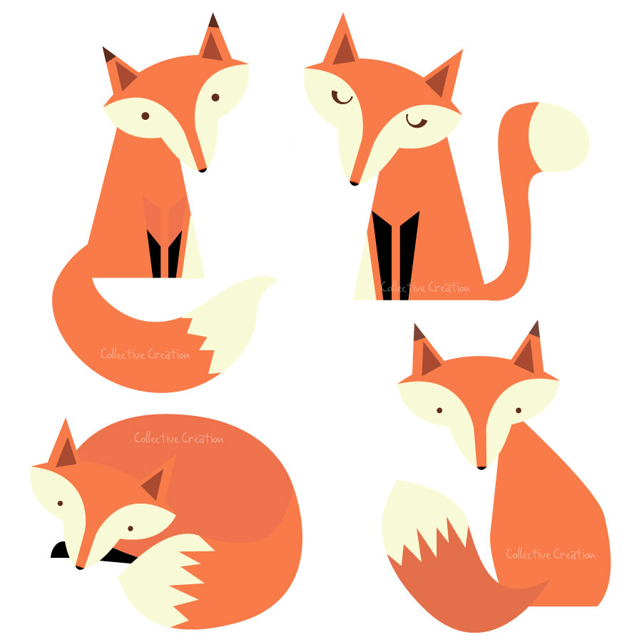 Woodland baby fox clipart