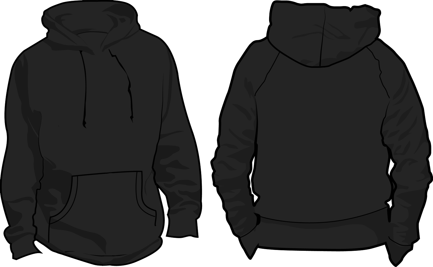 Free Black Hoodie Vector Clip - Sweatshirt Clipart