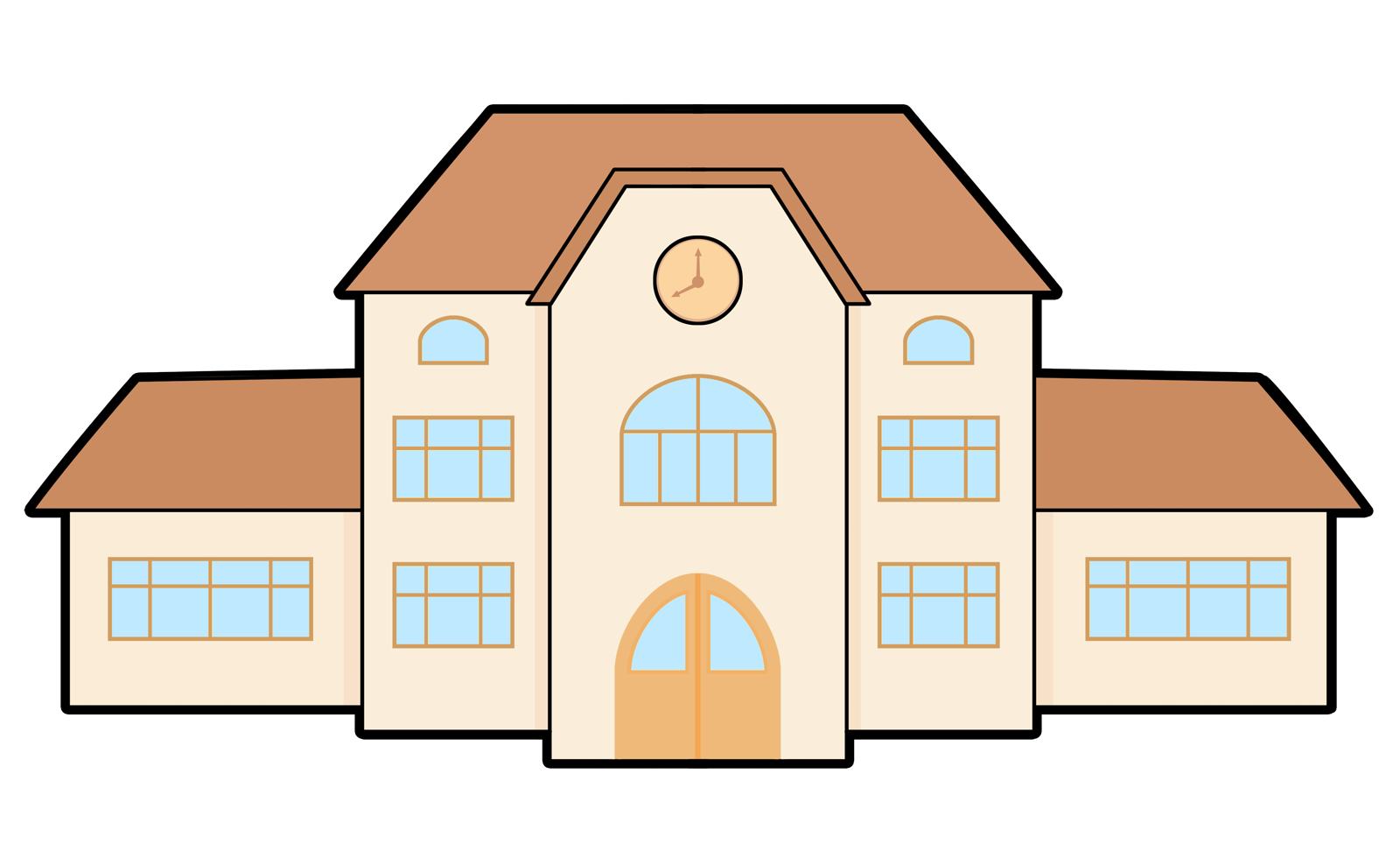 Free Cartoon School Building  - School Building Clipart