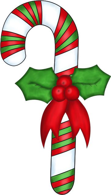free christmas background clipart | Christmas Candy Cane with Holly - PNG andu2026